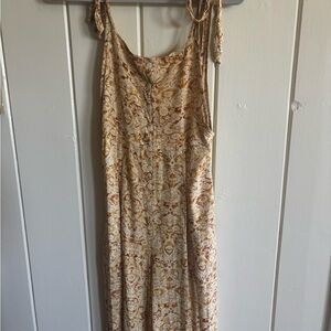 Free People Boho Jumpsuit in Cream and Brown